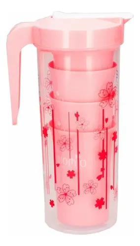 Jarra 1.2 Litros + 4 Vasos Ideal Playa X3 Unidades Celeste / Rosa - Imagen 2