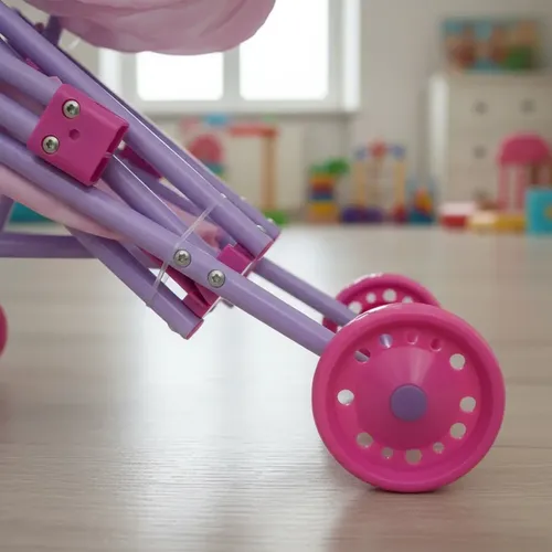 Cochecito Para Muñecas Cuna Coche Y Silla Comer Set 3 En 1 Rosa - Imagen 10