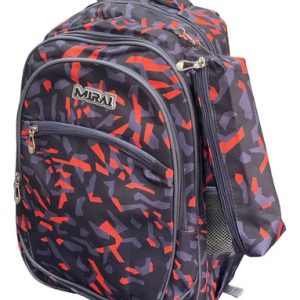 Mochila Escolar Infantil Estampada 18 Espalda Mirai Moderno Azul Oscuro C/Líneas
