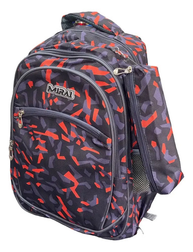 Mochila Escolar Infantil Estampada 18 Espalda Mirai Moderno Azul Oscuro C/Líneas