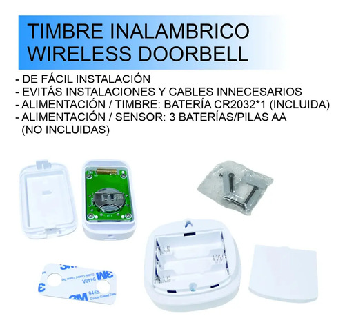 Timbre Para Puerta Largo Alcance Indicador Luz Led 60 Tonos - Imagen 3
