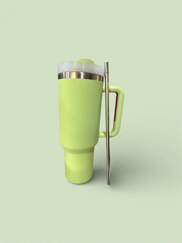 Vaso Térmico Acero De Inoxidable Sorbete Con Tapa Asa Manija Verde Claro Bsp-8010
