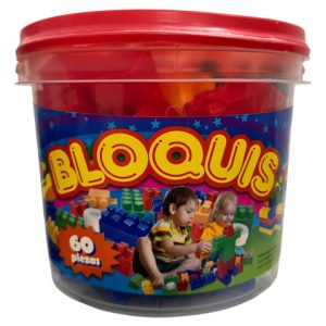 Balde Ladrillos Bloques Encastre Juguete Didáctico X 60