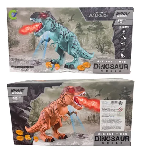 Dinosaurio A Pila Tira Humo Camina Luz Y Sonido Pone Huevo - Imagen 13
