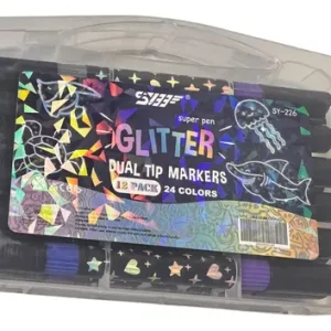 Marcadores X12 Glitter Doble Punta 24 Colores Variados