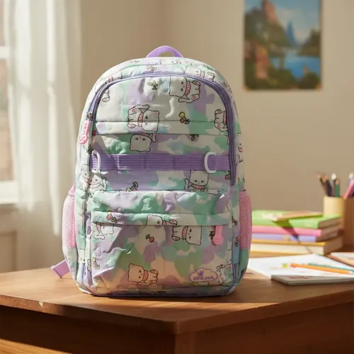 Mochila Escolar Infantil Estampada 18 Espalda Escolar Afu211 Rosa Lasos - Imagen 2