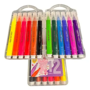 2 Set Marcadores Triangulares Lavables X 12 Colores Escolar Varios