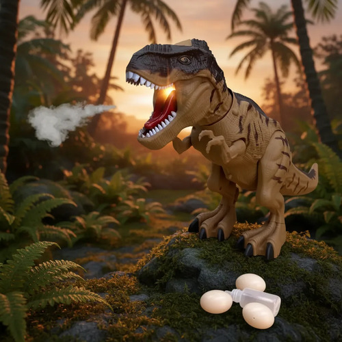 Dinosaurio A Pila Tira Humo Camina Luz Y Sonido Pone Huevo - Imagen 5