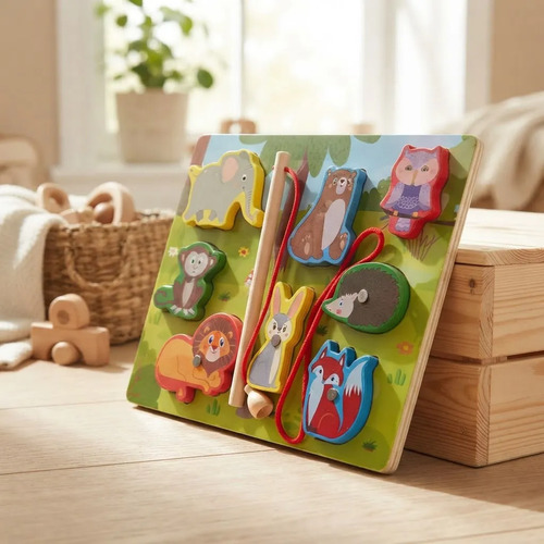 Juego De Encastre Madera Imántada Niños 8 Piezas 18 X 22cm Gris Elefante - Imagen 2