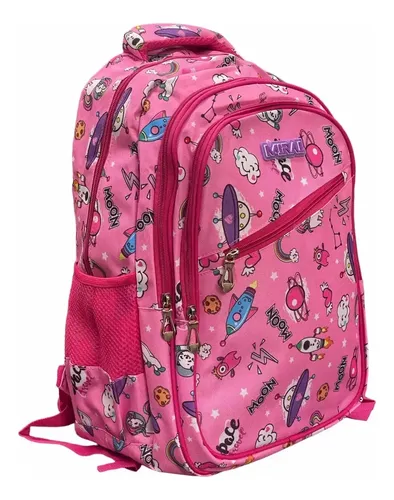 Mochila Escolar Infantil Estampada 18 Espalda Mirai Moon Rosa