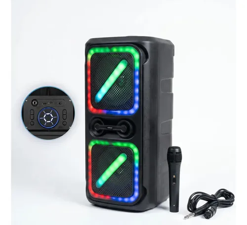 Parlante Doble 8,5 Pulgadas Bluetooth 24w Aitech C/micrófono Negro