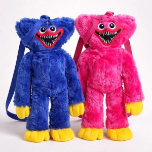 2 Peluche Mochila Huggy Wuggy Poppy Fuxia Y Azul Con Cierre