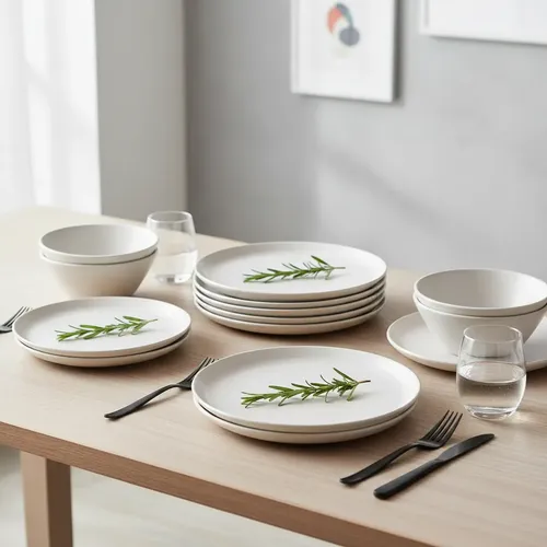 Set X12 Piezas Vajilla Platos Playo Postre Bowls Cerámica Blanco Liso - Imagen 9