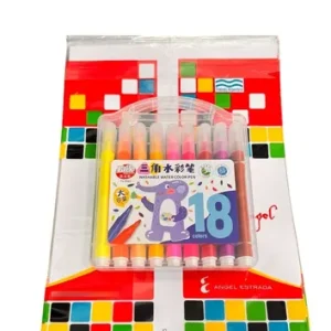18 Marcadores Triangulares Lavable +8 Hojas Dibujo De Regalo