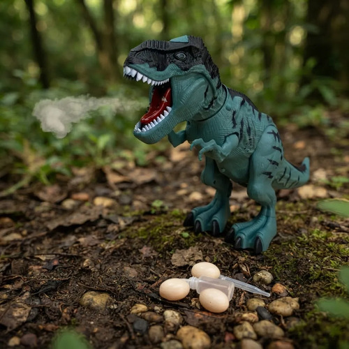 Dinosaurio A Pila Tira Humo Camina Luz Y Sonido Pone Huevo